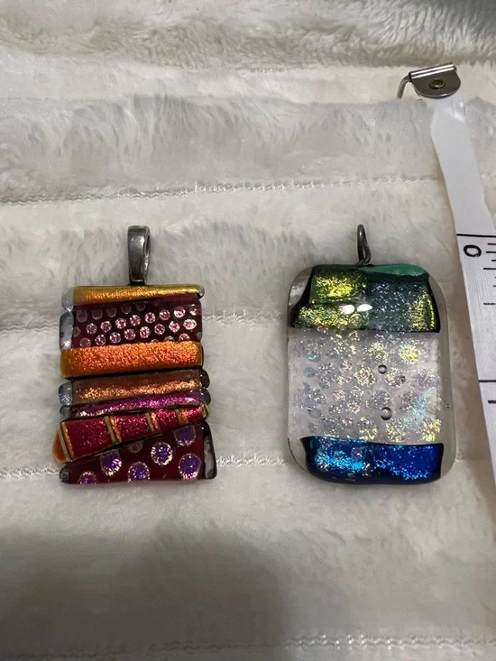 Handmade Dichroic Glass Pendants - Multicolor Set of 3 - Picture 4 of 4